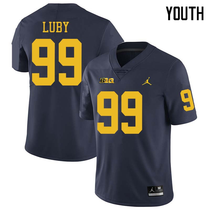 Jordan Brand Youth #99 John Luby Michigan Wolverines College Football Jerseys Sale-Navy